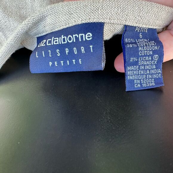 Liz Claiborne Linen 2 Piece Set Womens Size 8 Tunic Size 6 Petite Pants Beige - Picture 14 of 16